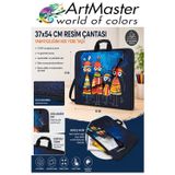 ArtMaster Resim Çantası Desenli Kumaş 37x54 cm 1 Adet Art02 Teknik Resim Dosya Çantası 35x50 cm Askılı Proje Çantası Fermuarlı