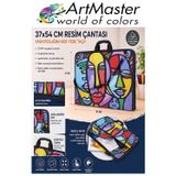 ArtMaster Resim Çantası Desenli Kumaş 37x54 cm 1 Adet Art03 Teknik Resim Dosya Çantası 35x50 cm Askılı Proje Çantası Fermuarlı