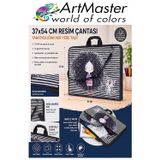 ArtMaster Resim Çantası Desenli Kumaş 37x54 cm 1 Adet Art04 Teknik Resim Dosya Çantası 35x50 cm Askılı Proje Çantası Fermuarlı