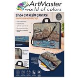 ArtMaster Resim Çantası Desenli Kumaş 37x54 cm 1 Adet Art05 Teknik Resim Dosya Çantası 35x50 cm Askılı Proje Çantası Fermuarlı