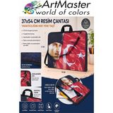 ArtMaster Resim Çantası Desenli Kumaş 37X54 cm 1 Adet ART06 Teknik Resim Dosya Çantası 35X50 cm Askılı Proje Çantası Fermuarlı - Çok Renkli - Standart