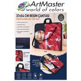 ArtMaster Resim Çantası Desenli Kumaş 37x54 cm 1 Adet Art06 Teknik Resim Dosya Çantası 35x50 cm Askılı Proje Çantası Fermuarlı