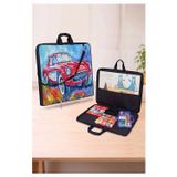 ArtMaster Resim Çantası Desenli Kumaş 37x54 cm 1 Adet Art07 Teknik Resim Dosya Çantası 35x50 cm Askılı Proje Çantası Fermuarlı