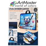 ArtMaster Resim Çantası Desenli Kumaş 37x54 cm 1 Adet Art09 Teknik Resim Dosya Çantası 35x50 cm Askılı Proje Çantası Fermuarlı