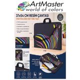 ArtMaster Resim Çantası Desenli Kumaş 37x54 cm 1 Adet Art12 Teknik Resim Dosya Çantası 35x50 cm Askılı Proje Çantası Fermuarlı