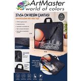 ArtMaster Resim Çantası Desenli Kumaş 37X54 cm 1 Adet ART13 Teknik Resim Dosya Çantası 35X50 cm Askılı Proje Çantası Fermuarlı - Çok Renkli - Standart
