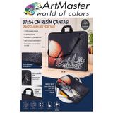 ArtMaster Resim Çantası Desenli Kumaş 37x54 cm 1 Adet Art13 Teknik Resim Dosya Çantası 35x50 cm Askılı Proje Çantası Fermuarlı