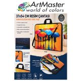 ArtMaster Resim Çantası Desenli Kumaş 37x54 cm 1 Adet Art14 Teknik Resim Dosya Çantası 35x50 cm Askılı Proje Çantası Fermuarlı