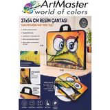 ArtMaster Resim Çantası Desenli Kumaş 37X54 cm 1 Adet ART15 Teknik Resim Dosya Çantası 35X50 cm Askılı Proje Çantası Fermuarlı - Çok Renkli - Standart