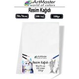 ArtMaster Resim Kağıdı 50X70 100 Lü Paket 100 gr 1 Paket 50*70 Resim Kartonu Kuru Boya Pastel Boya Guaj Boya Sulu Boya Resim Sanat - Beyaz