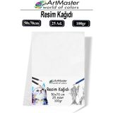 ArtMaster Resim Kağıdı 50X70 25 Li Paket 100 gr 1 Paket 50*70 Resim Kartonu Kuru Boya Pastel Boya Guaj Boya Sulu Boya Resim Sanat - Beyaz