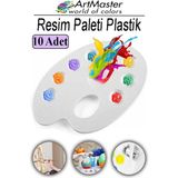 ArtMaster Resim Paleti 10 Adet Plastik Boyama Paleti Godeli Ressam Paleti Akrilik Boya Guaj Boya Suluboya Resim Yapma Boya Paleti - Standart - Beyaz