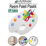 ArtMaster Resim Paleti 15 Adet Plastik Boyama Paleti Godeli Ressam Paleti Akrilik Boya Guaj Boya Suluboya Resim Yapma Boya Paleti - Standart - Beyaz
