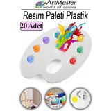 ArtMaster Resim Paleti 20 Adet Plastik Boyama Paleti Godeli Ressam Paleti Akrilik Boya Guaj Boya Suluboya Resim Yapma Boya Paleti - Standart - Beyaz