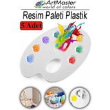 ArtMaster Resim Paleti 5 Adet Plastik Boyama Paleti Godeli Ressam Paleti Akrilik Boya Guaj Boya Suluboya Resim Yapma Boya Paleti - Standart - Beyaz
