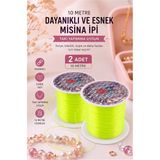 ArtMaster Sarı Misina Ipi 0.5mm 10 Metre 2 Adet Esnek Boncuk Takı Dizme Ipi Elastik Ip Bileklik Aksesuar Lastiği Yuvarlak Elyaf - Standart