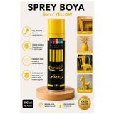 ArtMaster Sarı Sprey Boya 200 ml 1 Adet Südor Hızlı Kuruyan Renkli Profesyonel Canlı Renk Ahşap Plastik Demir Metal Porselen Cam