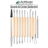 ArtMaster Seramik Kil Çömlek Şekillendirici 11 Parça Ahşap Saplı 1 Paket Oyma ve Temizleme Modelaj Seramik Seti