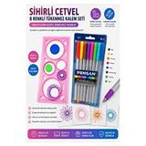 ArtMaster Sihirli Cetvel 1 Adet Ve Pensan Triball Tükenmez Kalem 8 Li 1 Paket Plastik Sihirli Daire Cetvel Desen Şablon Çizim Okul Şeffaf