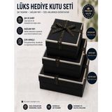 ArtMaster Siyah Hediye Kutusu 3 Lü 1 Paket K-1148 Boş Hediye Kutusu 3 Lü Sevgiliye Özel Kurdelalı Kutu Karton Kutu Hatıra Kutusu - Standart