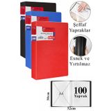 ArtMaster Siyah Mavi Kırmızı Sunum Dosyası 100 lü 3 Adet Poşet Dosyalı Katalog Dosyası 100 Poşetli Kendinden Dosya Plastik Kapaklı