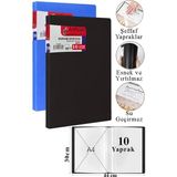 ArtMaster Siyah Mavi Sunum Dosyası 10 Lu 2 Adet Poşet Dosyalı Katalog Dosyası 10 Poşetli Kendinden Dosya Plastik Kapaklı - Standart