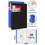 ArtMaster Siyah Mavi Sunum Dosyası 30 lu 2 Adet Poşet Dosyalı Katalog Dosyası 30 Poşetli Kendinden Dosya Plastik Kapaklı