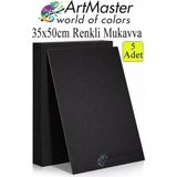 ArtMaster Siyah Renkli Mukavva 35X50 cm 5 Adet 1 Paket Renkli Sert Karton 1.0 mm Anasınıfı Hobi Etkinlik Okul Öncesi Elişi - Standart