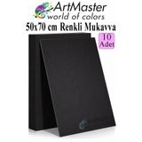 Artmaster Siyah Renkli Mukavva 50x70 cm 10 Adet 1 Paket Renkli Sert Karton 1.0 mm Anasınıfı Hobi Etkinlik Okul