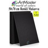 Artmaster Siyah Renkli Mukavva 50x70 cm 5 Adet 1 Paket Renkli Sert Karton 1.0 mm Anasınıfı Hobi Etkinlik Okul