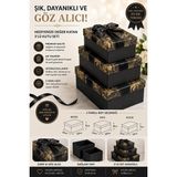 ArtMaster Siyah Sarı Hediye Kutusu Dikdörtgen 3 Lü 1 Paket K-0974 Boş Hediye Kutusu Sevgiliye Özel Kurdelalı Karton Hatıra Kutu - Standart