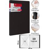 ArtMaster Siyah Sunum Dosyası 10 Lu 1 Adet Poşet Dosyalı Katalog Dosyası 10 Poşetli Kendinden Dosya Plastik Kapaklı - Standart