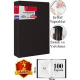 ArtMaster Siyah Sunum Dosyası 100 Lü 2 Adet Poşet Dosyalı Katalog Dosyası 100 Poşetli Kendinden Dosya Plastik Kapaklı - Standart