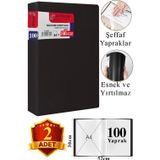 ArtMaster Siyah Sunum Dosyası 100 lü 2 Adet Poşet Dosyalı Katalog Dosyası 100 Poşetli Kendinden Dosya Plastik Kapaklı