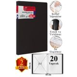 ArtMaster Siyah Sunum Dosyası 20 li 2 Adet Poşet Dosyalı Katalog Dosyası 20 Poşetli Kendinden Dosya Plastik Kapaklı
