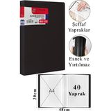 ArtMaster Siyah Sunum Dosyası 40 Lı 1 Adet Poşet Dosyalı Katalog Dosyası 40 Poşetli Kendinden Dosya Plastik Kapaklı - Standart