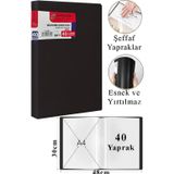 ArtMaster Siyah Sunum Dosyası 40 lı 1 Adet Poşet Dosyalı Katalog Dosyası 40 Poşetli Kendinden Dosya Plastik Kapaklı