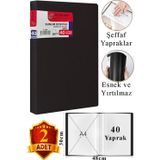 ArtMaster Siyah Sunum Dosyası 40 lı 2 Adet Poşet Dosyalı Katalog Dosyası 40 Poşetli Kendinden Dosya Plastik Kapaklı