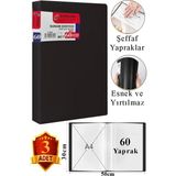 ArtMaster Siyah Sunum Dosyası 60 Lı 3 Adet Poşet Dosyalı Katalog Dosyası 60 Poşetli Kendinden Dosya Plastik Kapaklı - Standart