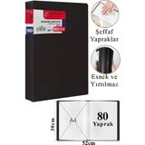 ArtMaster Siyah Sunum Dosyası 80 Li 1 Adet Poşet Dosyalı Katalog Dosyası 80 Poşetli Kendinden Dosya Plastik Kapaklı - Standart