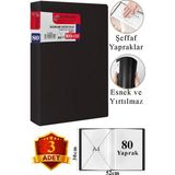 ArtMaster Siyah Sunum Dosyası 80 Li 3 Adet Poşet Dosyalı Katalog Dosyası 80 Poşetli Kendinden Dosya Plastik Kapaklı - Standart