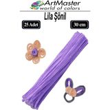 ArtMaster Şönil Lila 30 cm 25 Li 1 Paket Renkli Tüylü Tel Şönil Pipo Temizleyici Okul Öncesi Anasınıfı Kreş Hobi Eğitici - Standart