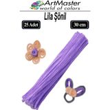 ArtMaster Şönil Lila 30 cm 25 Li 1 Paket Renkli Tüylü Tel Şönil Pipo Temizleyici Okul Öncesi Anasınıfı Kreş Hobi Eğitici
