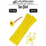 ArtMaster Şönil Sarı 30 cm 25 Li 1 Paket Renkli Tüylü Tel Şönil Pipo Temizleyici Okul Öncesi Anasınıfı Kreş Hobi Eğitici
