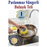 ArtMaster Süngerli Bulaşık Teli Ovma Teli 1 Adet Süngerli Toptel Sürtme Teli Lavabo Mutfak Banyo Temizlik Teli Sert Yüzey