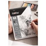ArtMaster Telli Eskiz Defteri A5 cm 1 Adet Herboy 90 gr Eskiz Defteri Karakalem Çizim 40 Sayfa Dokulu Kağıt Üstten Açılmalı Ezkiz