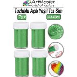 ArtMaster Toz Sim Açık Yeşil 4 Adet 7 Gr Tuzluklu Etkinlik Ders Okul Slime Dekorasyon Renkli Toz Sim Dekor Süsleme