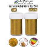 ArtMaster Toz Sim Altın Sarı 2 Adet 7 gr Tuzluklu Etkinlik Ders Okul Slime Dekorasyon Renkli Toz Sim Dekor Süsleme - Standart