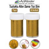 ArtMaster Toz Sim Altın Sarı 2 Adet 7 Gr Tuzluklu Etkinlik Ders Okul Slime Dekorasyon Renkli Toz Sim Dekor Süsleme