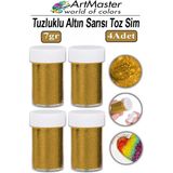 ArtMaster Toz Sim Altın Sarı 4 Adet 7 gr Tuzluklu Etkinlik Ders Okul Slime Dekorasyon Renkli Toz Sim Dekor Süsleme - Standart